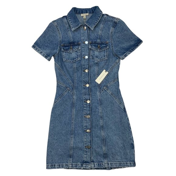 Anthropologie Pilcro Short Sleeve Denim Button Front Mini Dress 00 Blue Fall - Picture 13 of 13